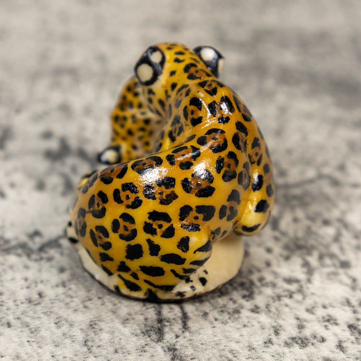 Jaguar Cat With Cub Tagua Carving