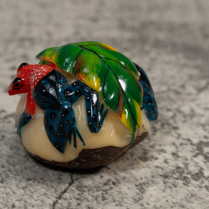 Double Red And Black Poison Dart Frog Tagua Carving