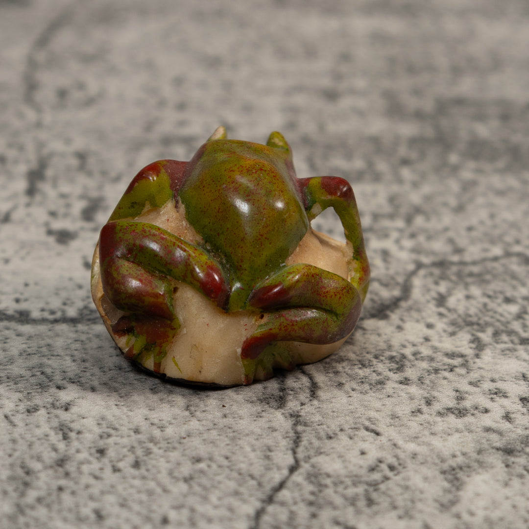 Vintage Green And Red Poison Dart Frog Tagua Carving