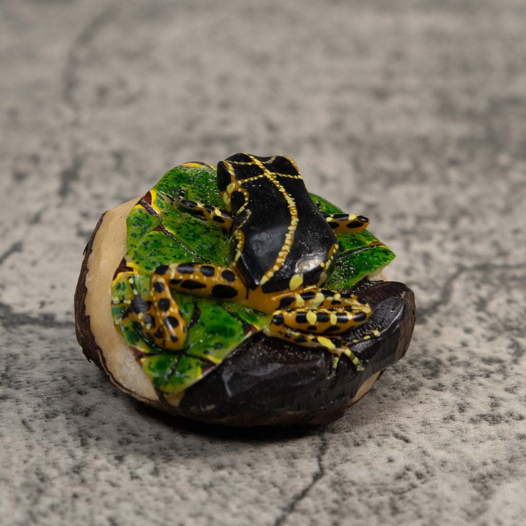 Black And Yellow Poison Dart Frog Tagua Carving