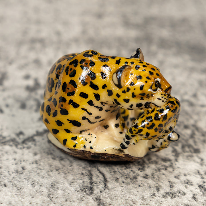 Jaguar Cat With Cub Tagua Carving