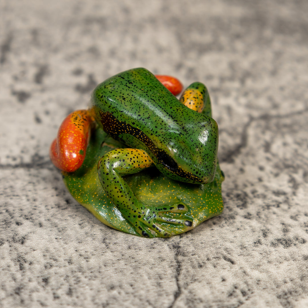 Orange Black And Green Poison Dart Frog Tagua Carving