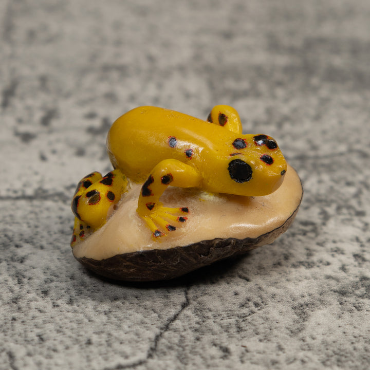 Vintage Black And Gold Poison Dart Frog Tagua Carving
