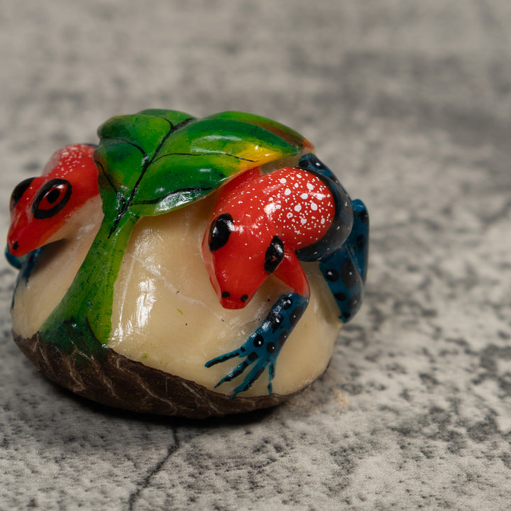 Double Red And Black Poison Dart Frog Tagua Carving