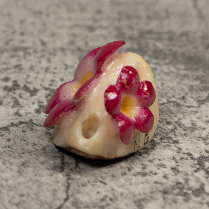 Double Purple Flower Petals Tagua Carving