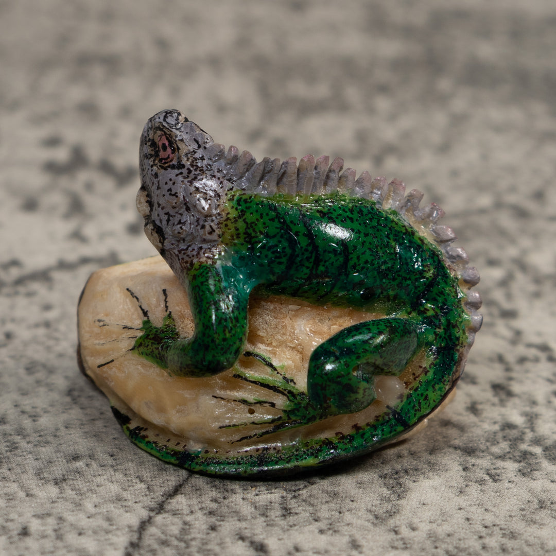 Green Iguana Lizard Tagua Carving