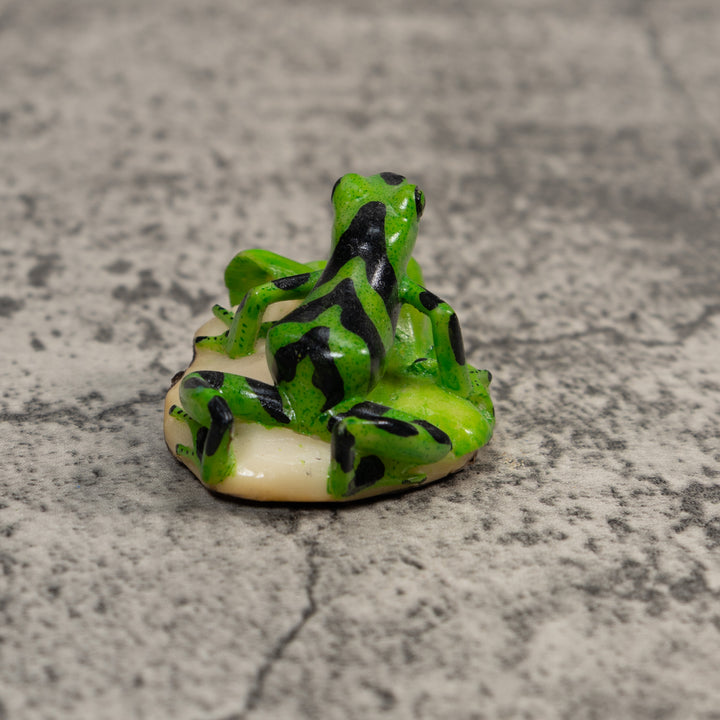 Green And Black Poison Dart Frog Tagua Carving