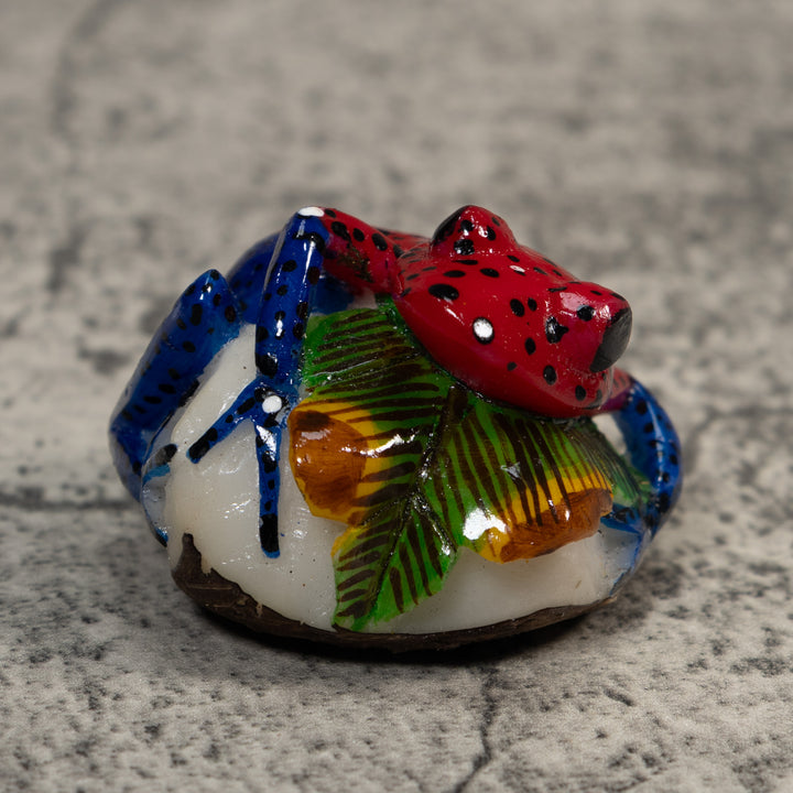 Red And Blue Poison Dart Frog Tagua Carving