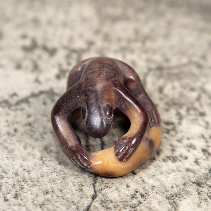 Vintage Dyed Frog Scarf Slide Tagua Carving