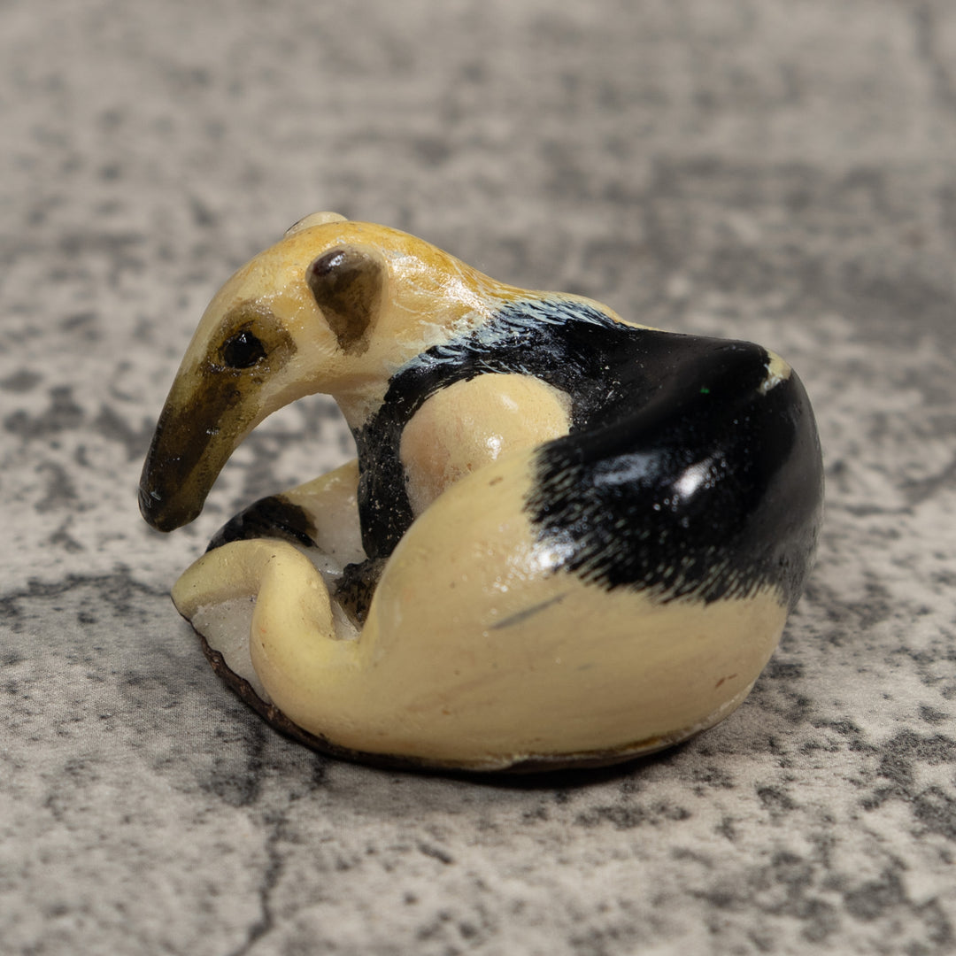 Black And Beige Anteater Tagua Carving