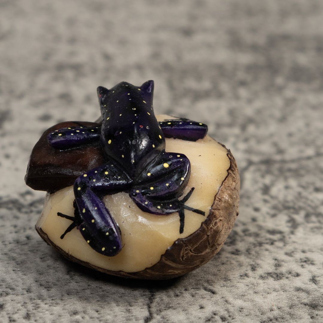 Black And Yellow Poison Dart Frog Tagua Carving
