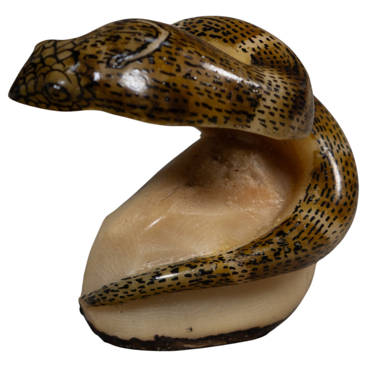 Vintage Speckled Cobra Snake Tagua Carving