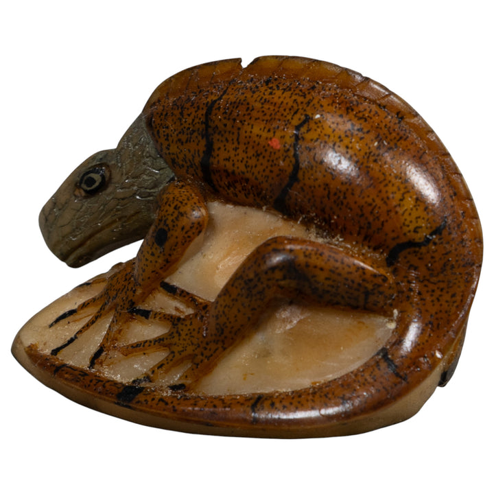 Vintage Brown Iguana Lizard Tagua Carving