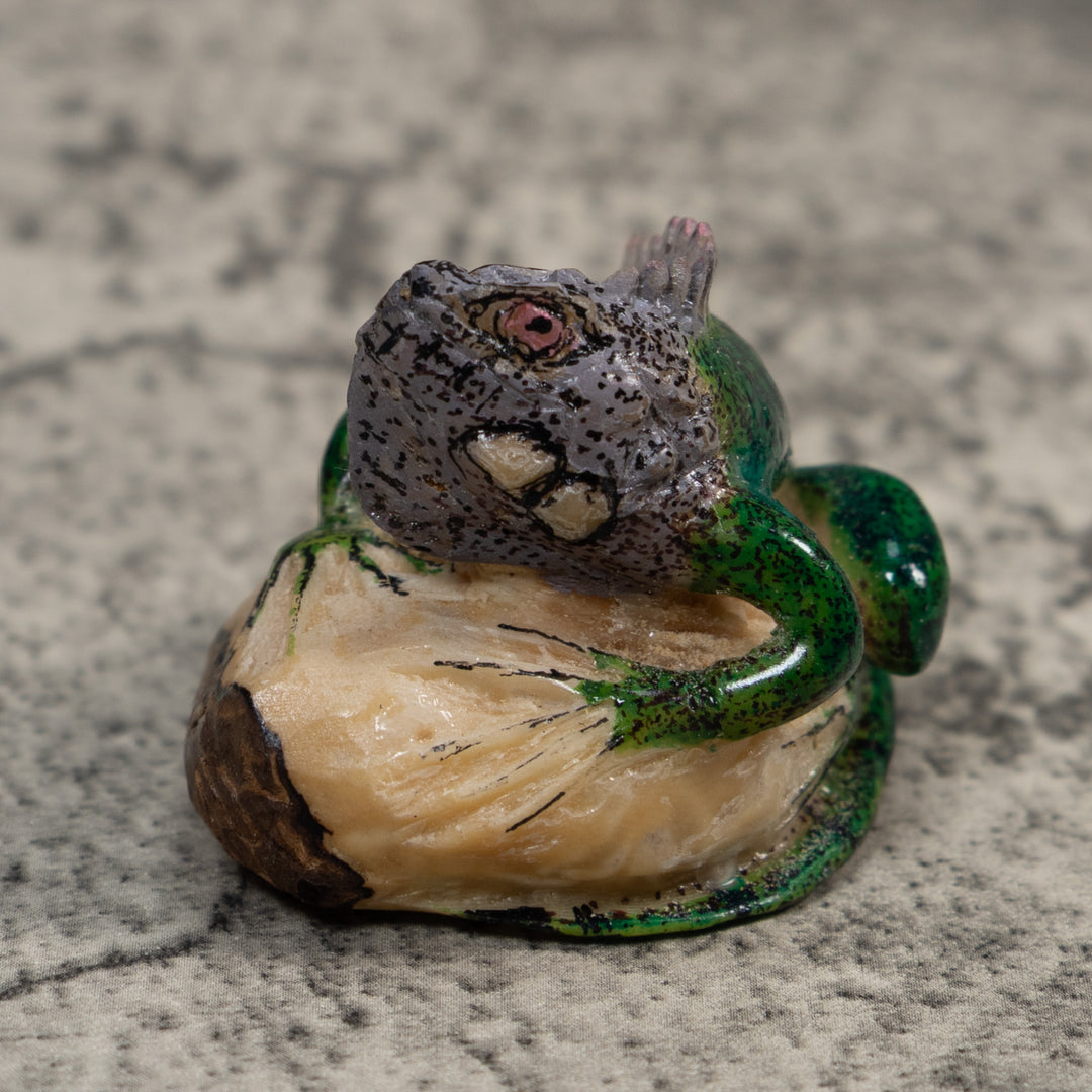 Green Iguana Lizard Tagua Carving