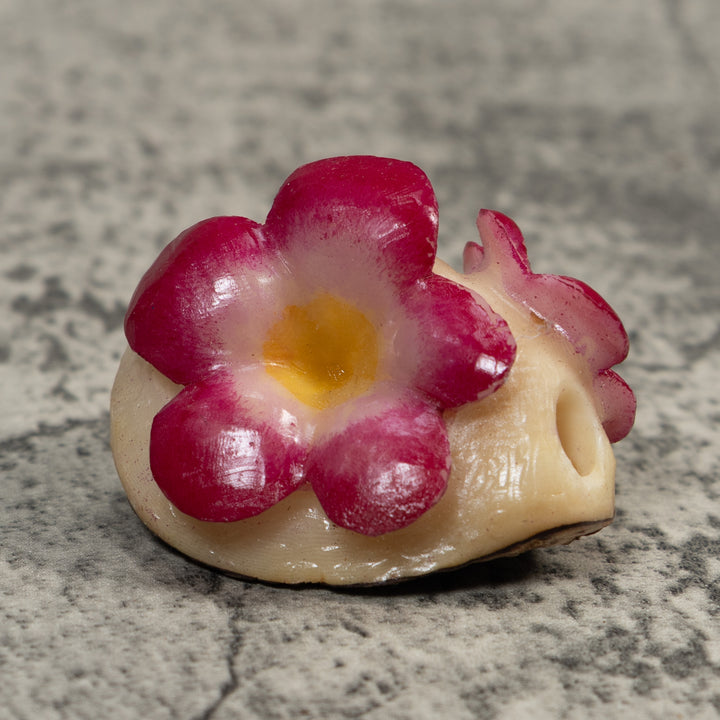 Double Purple Flower Petals Tagua Carving