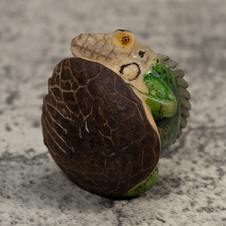 Vintage Green Iguana Lizard Tagua Carving