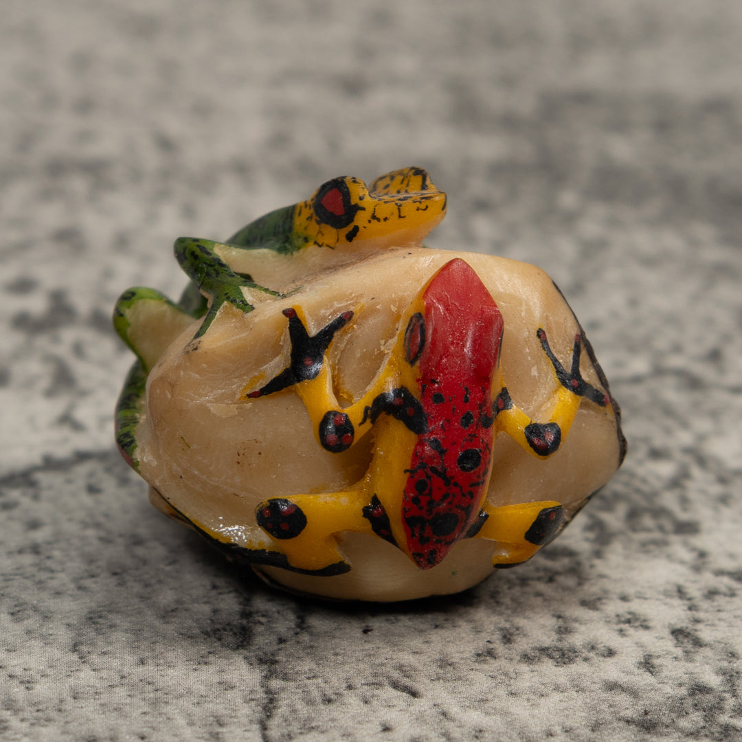 Vintage Double Poison Dart Frog Tagua Carving