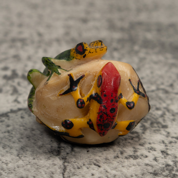 Vintage Double Poison Dart Frog Tagua Carving