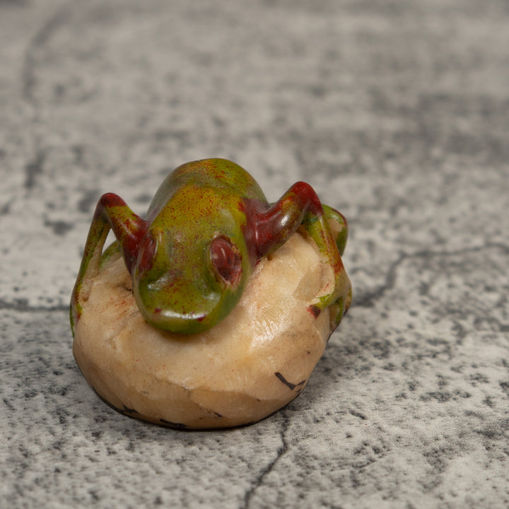 Vintage Green And Red Poison Dart Frog Tagua Carving