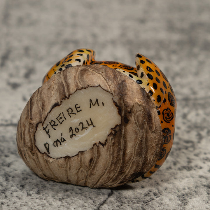 Magnificent Jaguar Cat Tagua Carving