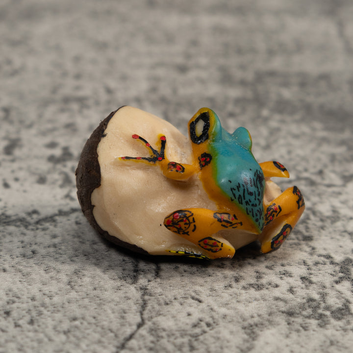 Vintage Blue Abd Gold Poison Dart Frog Tagua Carving