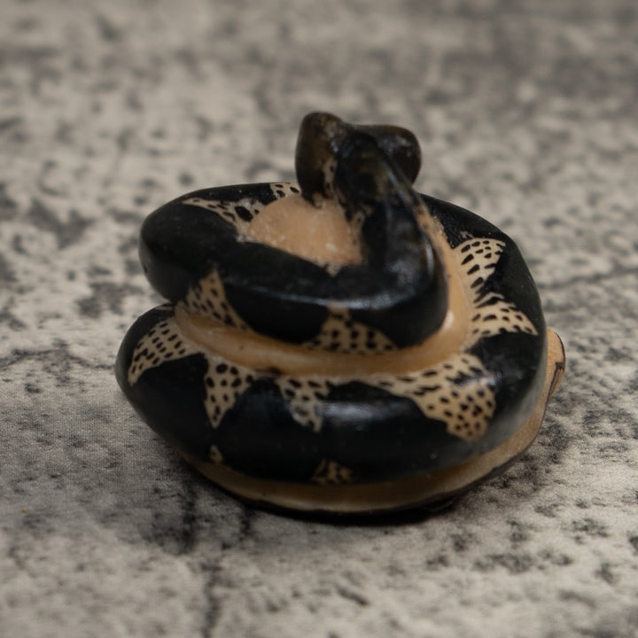 Vintage Black And White Snake Tagua Carving