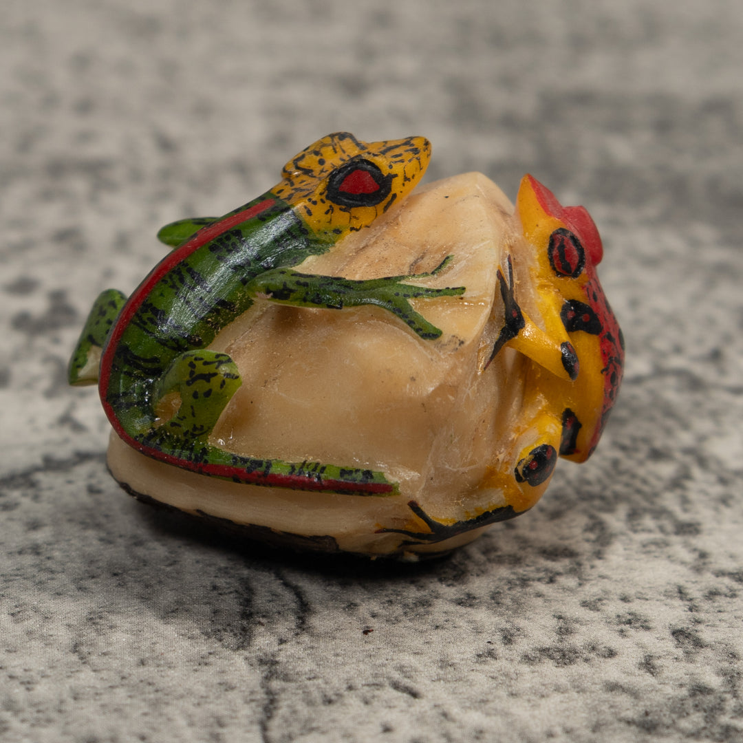 Vintage Double Poison Dart Frog Tagua Carving