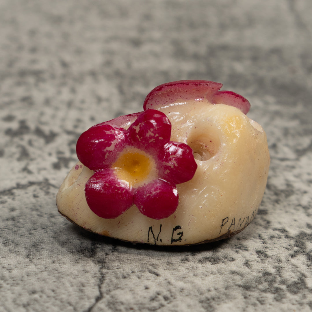 Double Purple Flower Petals Tagua Carving