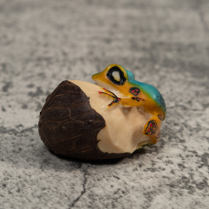 Vintage Blue Abd Gold Poison Dart Frog Tagua Carving
