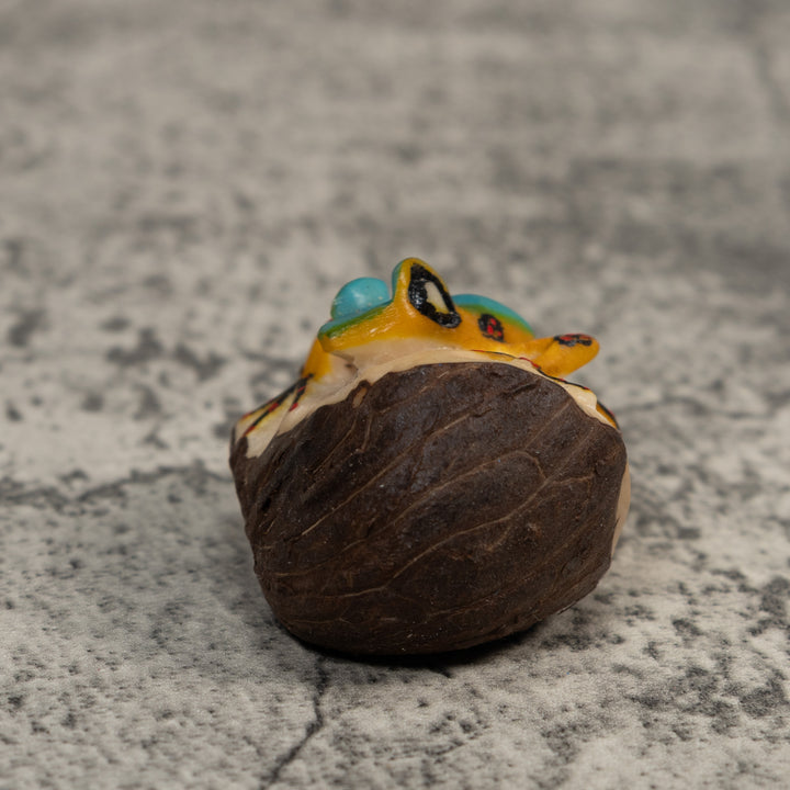 Vintage Blue Abd Gold Poison Dart Frog Tagua Carving