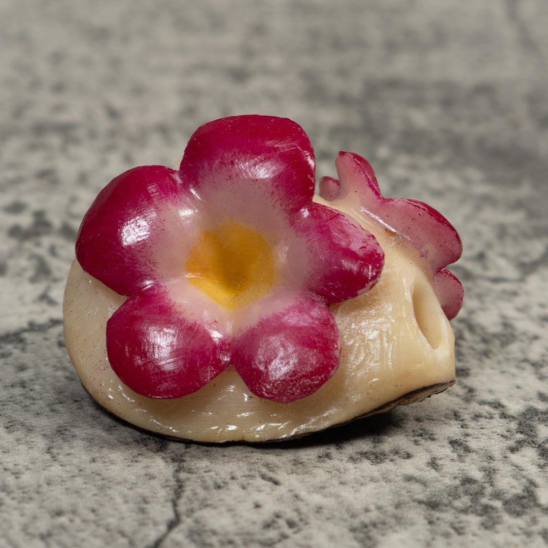 Double Purple Flower Petals Tagua Carving