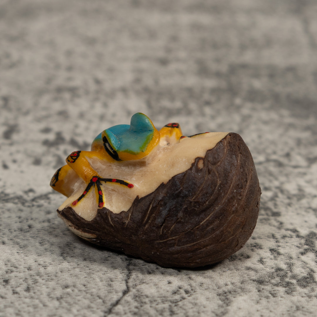 Vintage Blue Abd Gold Poison Dart Frog Tagua Carving