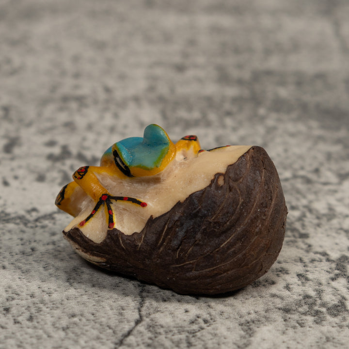 Vintage Blue Abd Gold Poison Dart Frog Tagua Carving