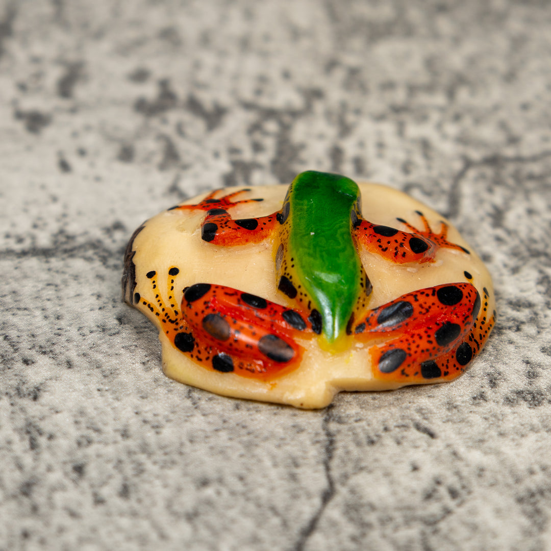 Orange Black And Green Poison Dart Frog Tagua Carving