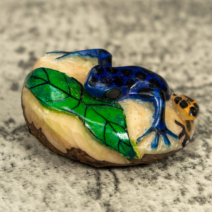 Black Gold And Blue Poison Dart Frog Tagua Carving
