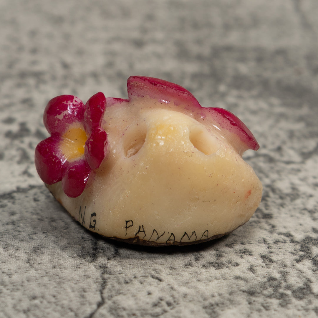 Double Purple Flower Petals Tagua Carving