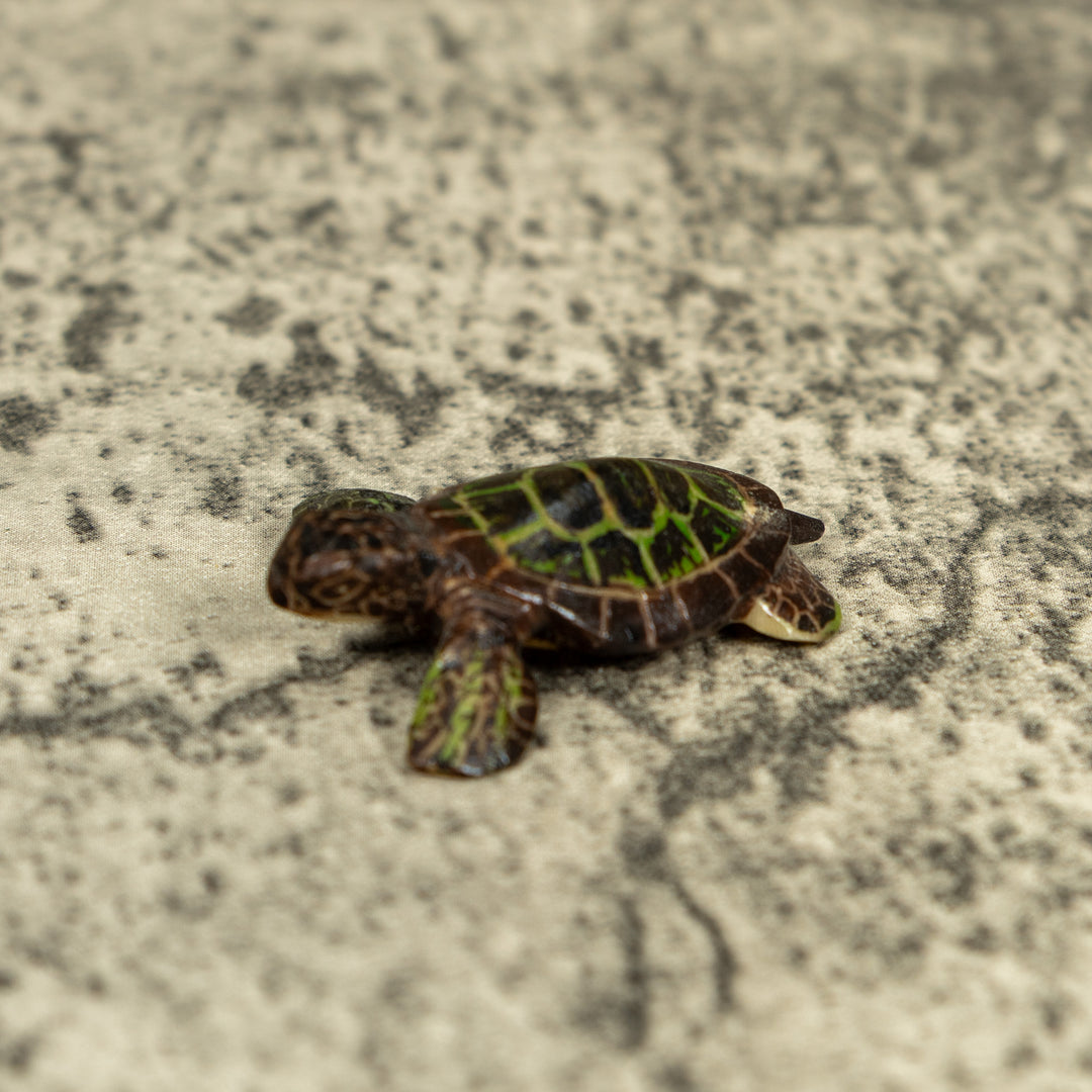 Sea Turtle Emerging From Egg Tagua Carving