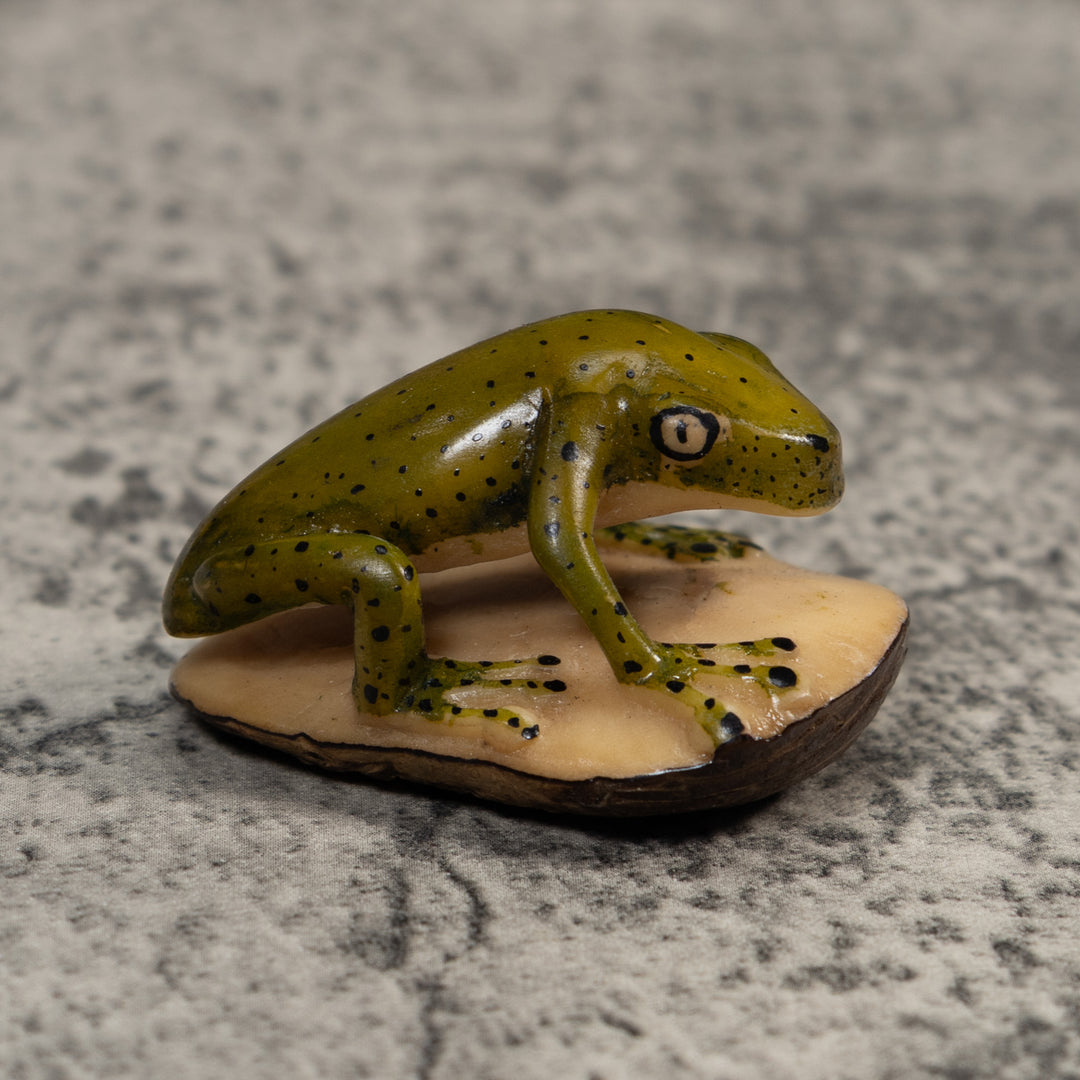 Vintage Green And Black Poison Dart Frog Tagua Carving