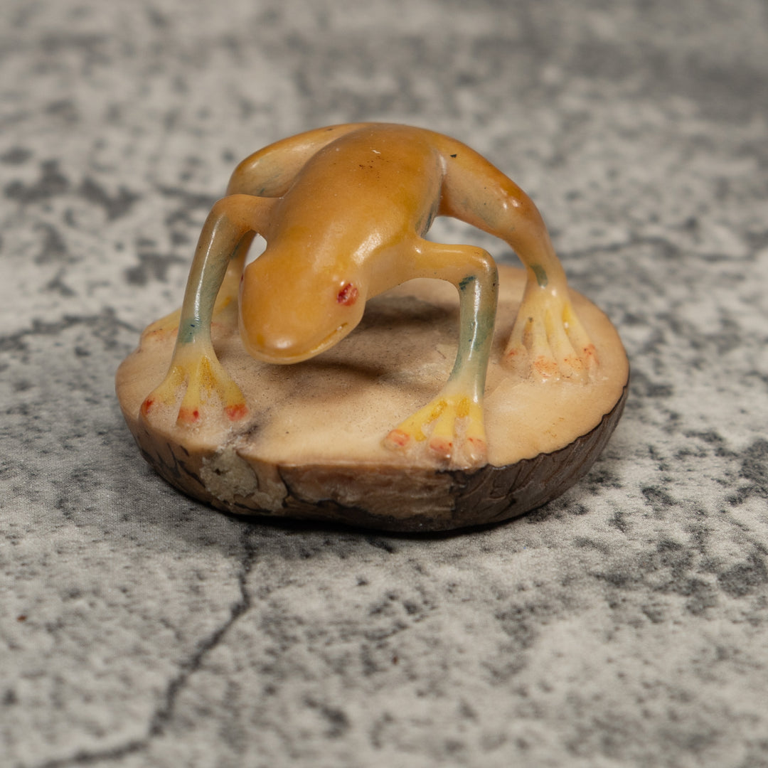 Vintage Gold Frog Tagua Carving
