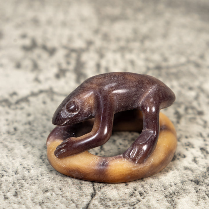 Vintage Dyed Frog Scarf Slide Tagua Carving