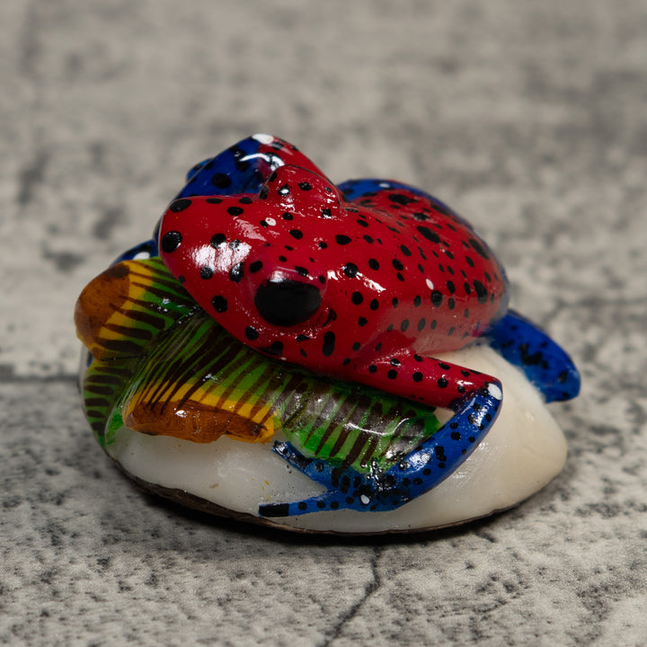 Red And Blue Poison Dart Frog Tagua Carving