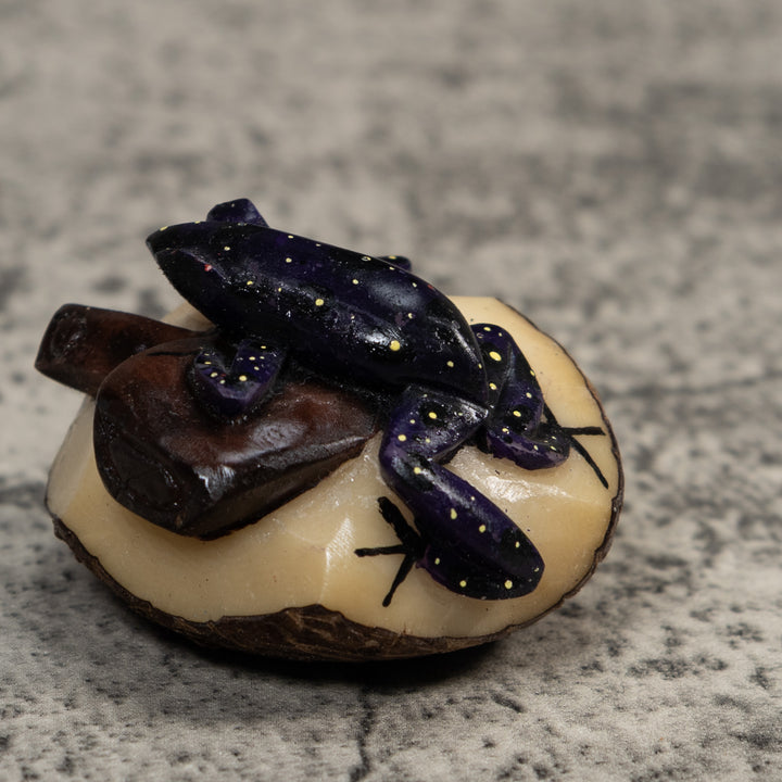 Black And Yellow Poison Dart Frog Tagua Carving