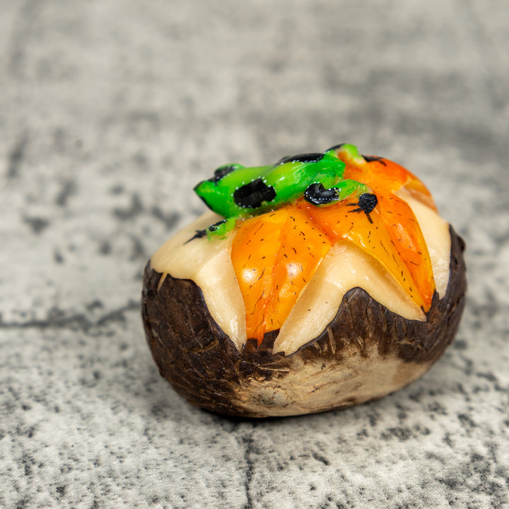 Orange Green And Black Poison Dart Frog Tagua Carving