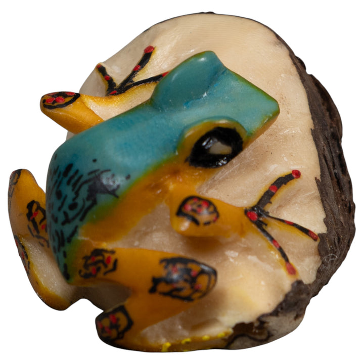 Vintage Blue Abd Gold Poison Dart Frog Tagua Carving