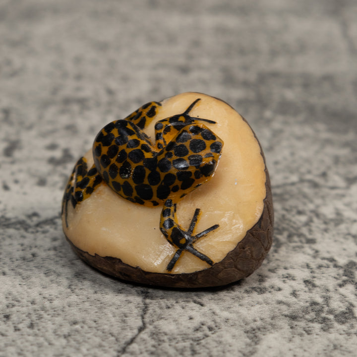 Black And Gold Poison Dart Frog Tagua Carving