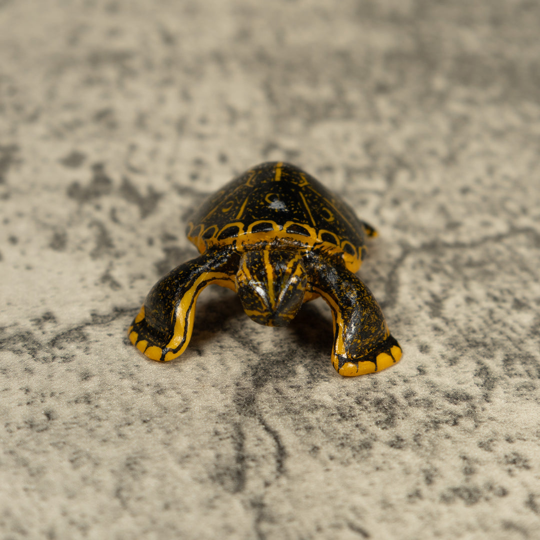 Free-Standing Black Gold And Red Tortoise Turtle Tagua Carving