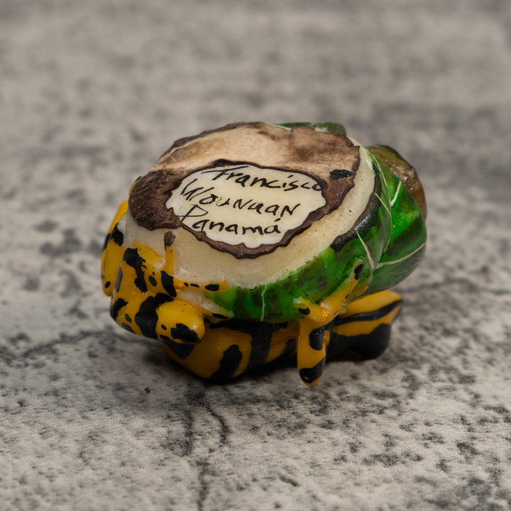 Black And Gold Poison Dart Frog Tagua Carving