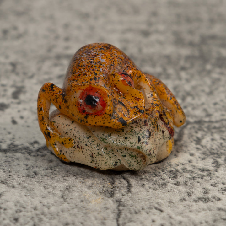 Sprinkled Orange Poison Dart Frog Tagua Carving