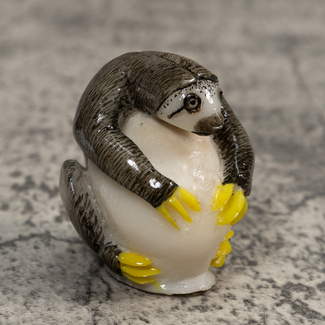 Gray And Yellow Sloth Tagua Carving