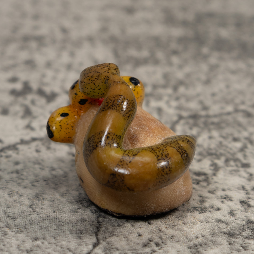 Vintage Snake Eating Frog Tagua Carving